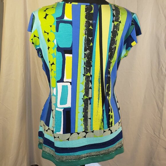 Spring + Mercer Women's Multicolor Blouse with Sequined Neckline - Size M - Picture 4 of 5